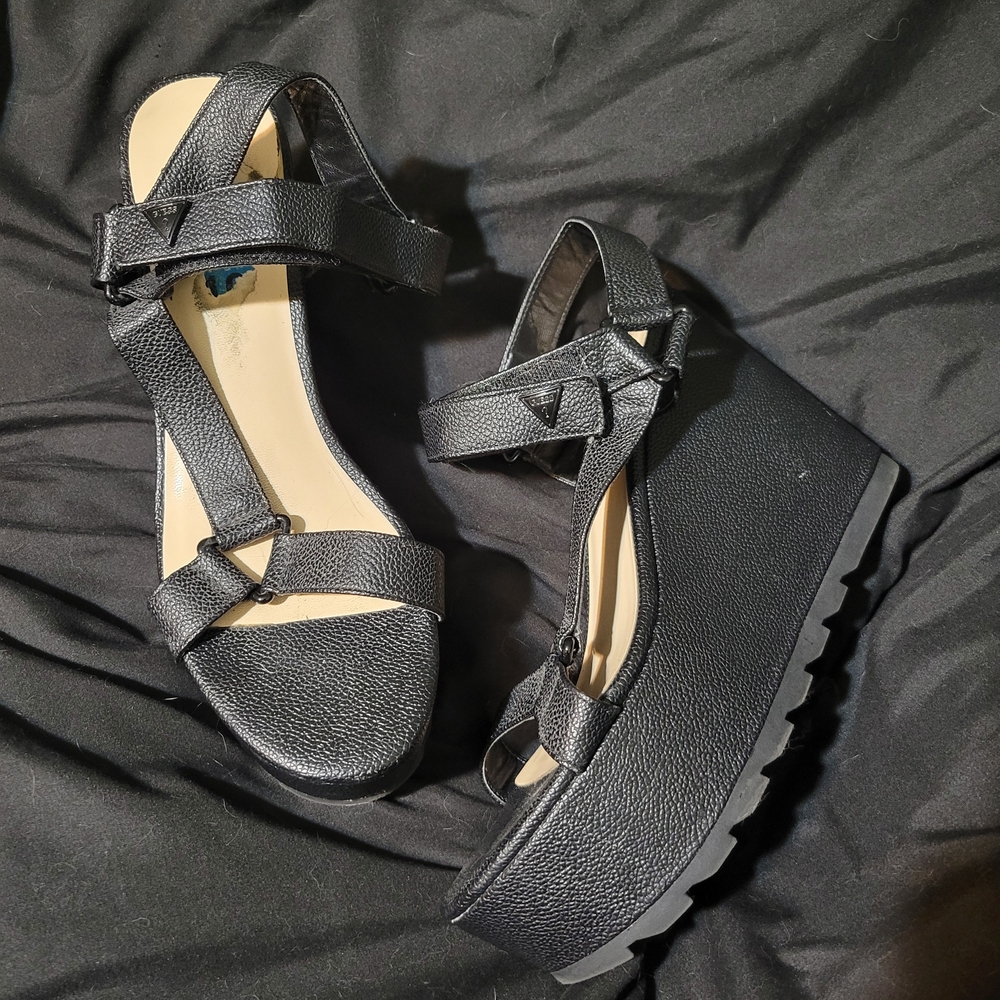 Guess Black Platform Sandals